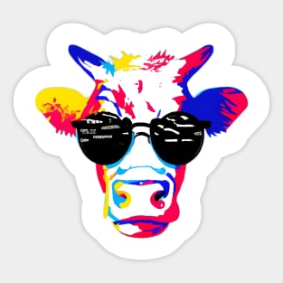 Pop Art Cool Cow Wearing Sunglasses Sticker